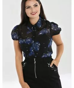 New In Hell Bunny Twilight Bat Blouse Black