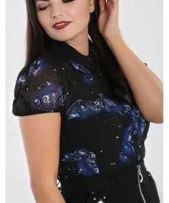 New In Hell Bunny Twilight Bat Blouse Black