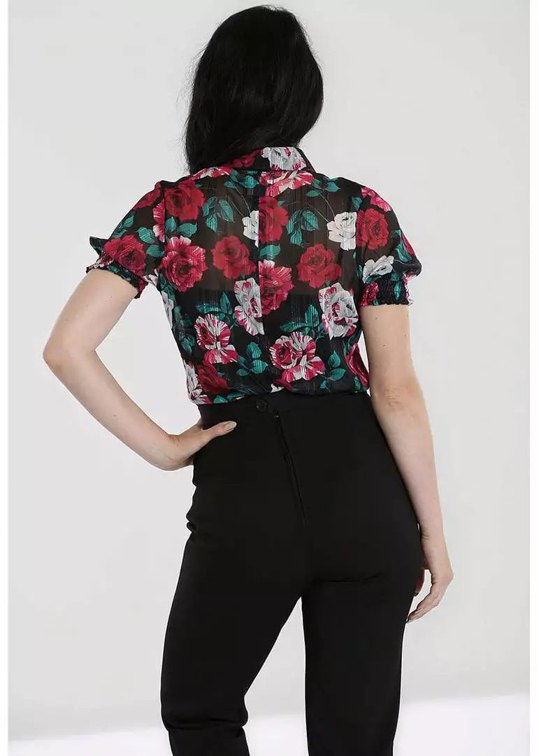 Hell Bunny Bed Of Roses 40's Blouse Black 5 Hell Bunny Bed Of Roses 40's Blouse Black