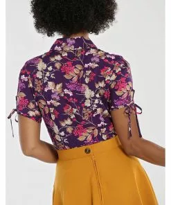 Hell Bunny Berry Crush 40's Blouse Purple New In