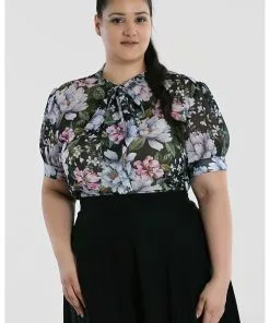 Hell Bunny Magnolia 40's Blouse Black