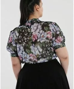 Hell Bunny Magnolia 40's Blouse Black