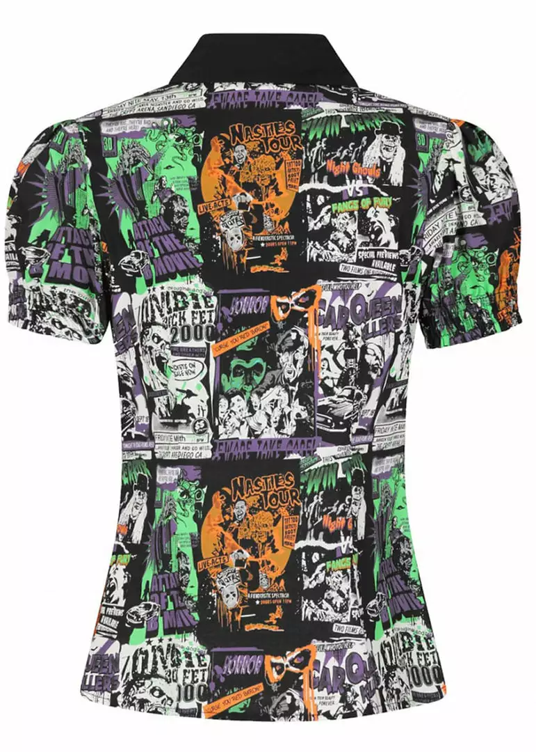 Hell Bunny Be Afraid 50's Halloween Blouse Multi New In 7 Hell Bunny Be Afraid 50's Halloween Blouse Multi New In