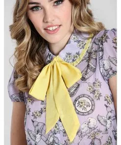 Hell Bunny Willow Sparrow Birdcage 40's Blouse Lavender New In 7 Hell Bunny Willow Sparrow Birdcage 40's Blouse Lavender New In