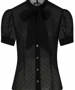 Hell Bunny Frilly Sundae 40's Blouse Black
