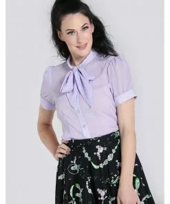 Hell Bunny Frilly Sundae 40's Blouse Lavender New In