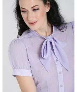 Hell Bunny Frilly Sundae 40's Blouse Lavender New In