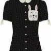 Hell Bunny Miffy Polkadot 40's Blouse Black 2 Hell Bunny Miffy Polkadot 40's Blouse Black