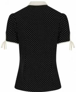 Hell Bunny Miffy Polkadot 40's Blouse Black