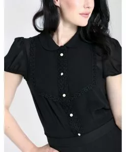 New In Hell Bunny Taffy 40's Blouse Black
