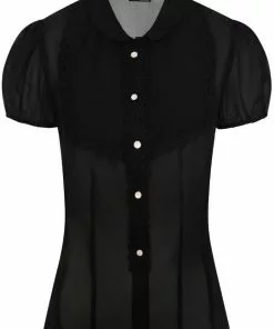 New In Hell Bunny Taffy 40's Blouse Black