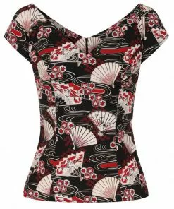 Hell Bunny Lanah Fan 50's Top Black