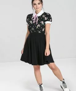 Hell Bunny Bobby Sue Rose 40's Blouse Black New In