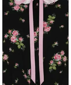 Hell Bunny Bobby Sue Rose 40's Blouse Black New In