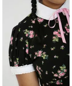 Hell Bunny Bobby Sue Rose 40's Blouse Black New In