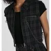 Hell Bunny Cobain Tartan Vest Top Black New In