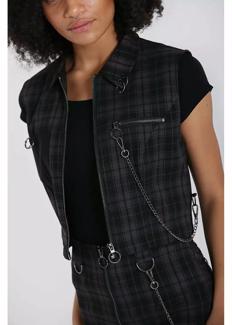 Hell Bunny Cobain Tartan Vest Top Black New In 3 Hell Bunny Cobain Tartan Vest Top Black New In