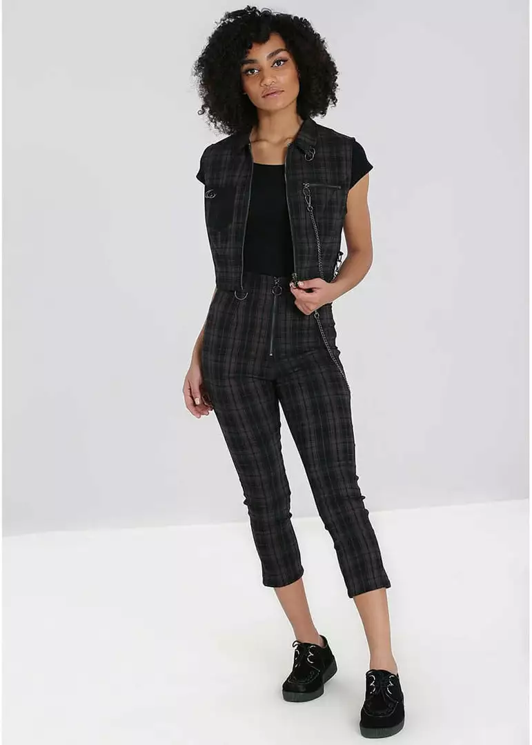 Hell Bunny Cobain Tartan Vest Top Black New In 5 Hell Bunny Cobain Tartan Vest Top Black New In