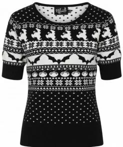 New In Hell Bunny Spook 40's Jumper Black White