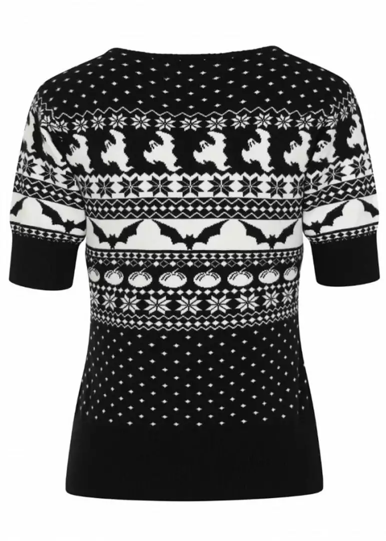 New In Hell Bunny Spook 40's Jumper Black White 7 New In Hell Bunny Spook 40's Jumper Black White