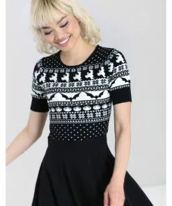 New In Hell Bunny Spook 40's Jumper Black White 11 New In Hell Bunny Spook 40's Jumper Black White