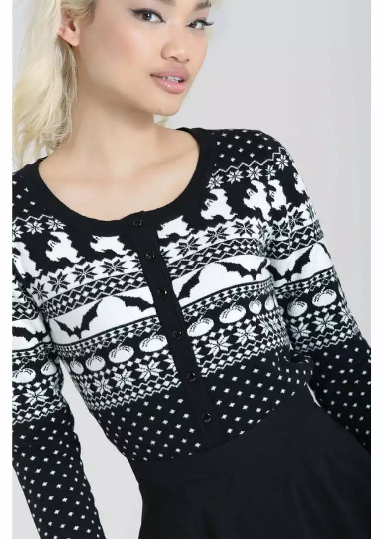 Hell Bunny Spook 50's Cardigan Black White 4 Hell Bunny Spook 50's Cardigan Black White