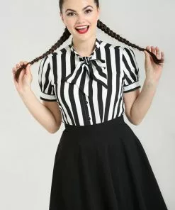 Hell Bunny Juno 40's Blouse Black White New In