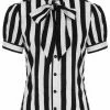 Hell Bunny Juno 40's Blouse Black White New In