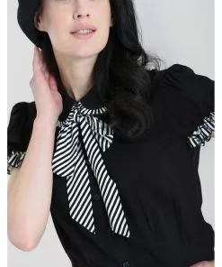 New In Hell Bunny Leslie 40s Blouse Black White 21 New In Hell Bunny Leslie 40s Blouse Black White