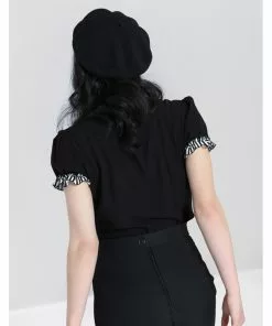 New In Hell Bunny Leslie 40s Blouse Black White 20 New In Hell Bunny Leslie 40s Blouse Black White
