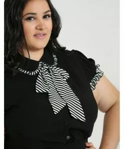 New In Hell Bunny Leslie 40s Blouse Black White 17 New In Hell Bunny Leslie 40s Blouse Black White