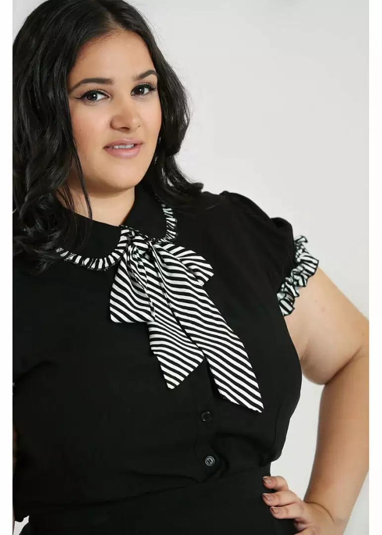 New In Hell Bunny Leslie 40s Blouse Black White 6 New In Hell Bunny Leslie 40s Blouse Black White