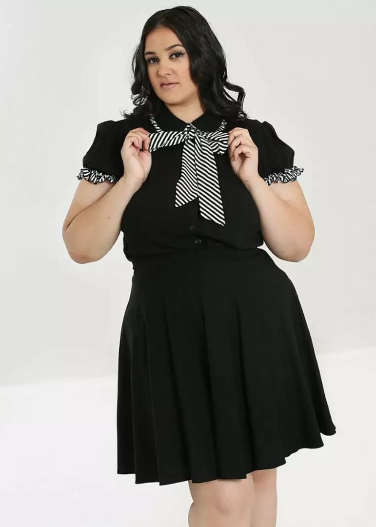 New In Hell Bunny Leslie 40s Blouse Black White 12 New In Hell Bunny Leslie 40s Blouse Black White