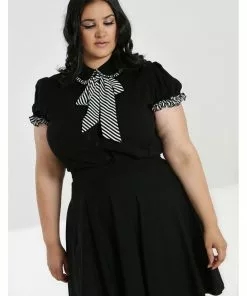 New In Hell Bunny Leslie 40s Blouse Black White 18 New In Hell Bunny Leslie 40s Blouse Black White