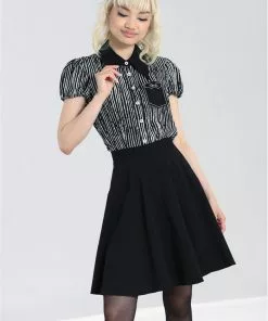 New In Hell Bunny Regan 50's Blouse Black