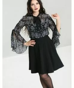 Hell Bunny Lost Whispers 40's Blouse Black