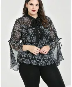 Hell Bunny Lost Whispers 40's Blouse Black