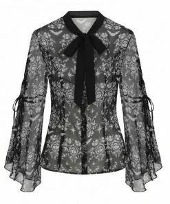 Hell Bunny Lost Whispers 40's Blouse Black