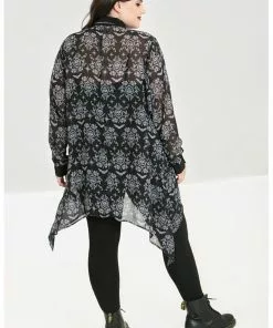 New In Hell Bunny Lost Whispers 70's Tunic Blouse Black