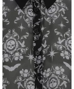 New In Hell Bunny Lost Whispers 70's Tunic Blouse Black