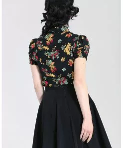 New In Hell Bunny Aurelia 40's Blouse Black