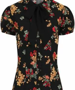 New In Hell Bunny Aurelia 40's Blouse Black