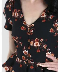 New In Hell Bunny Orla 40's Blouse Black