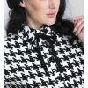 New In Hell Bunny Blake Houndstooth 60's Blouse Black White 2 New In Hell Bunny Blake Houndstooth 60's Blouse Black White