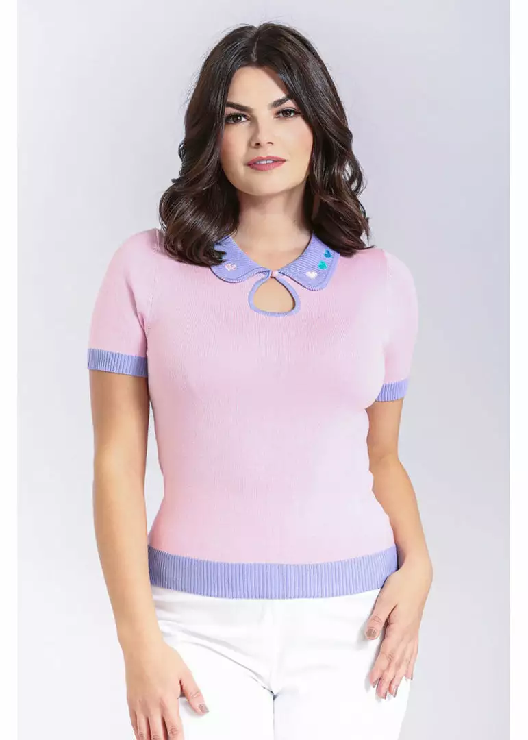 New In Hell Bunny Lollie Hearts 50's Top Pink 8 New In Hell Bunny Lollie Hearts 50's Top Pink