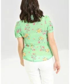 New In Hell Bunny Adelina 40's Blouse In Mint
