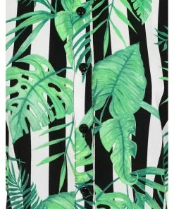 New In Hell Bunny Solana Leaves 60's Shirt Black White