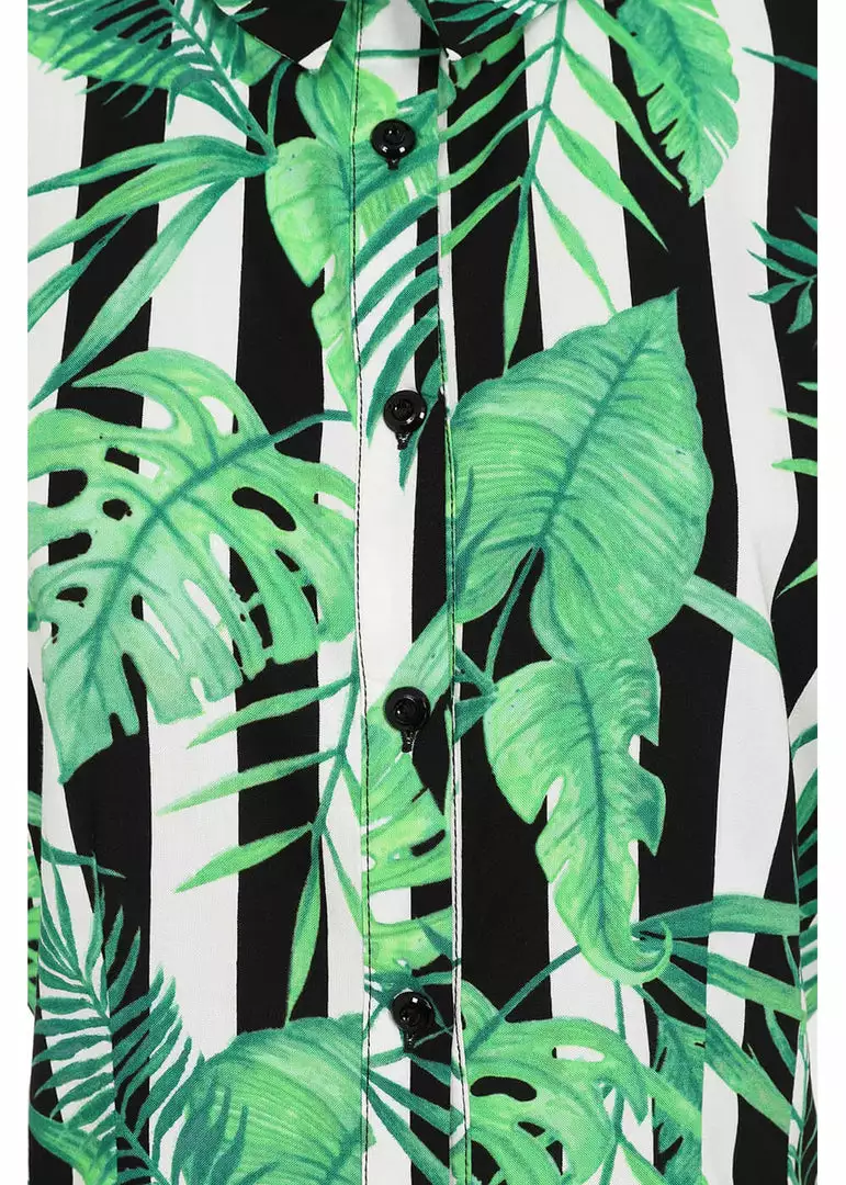 New In Hell Bunny Solana Leaves 60's Shirt Black White 4 New In Hell Bunny Solana Leaves 60's Shirt Black White