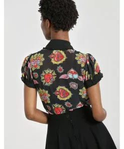 Hell Bunny Amias Sacred Heart 50's Blouse Black New In 11 Hell Bunny Amias Sacred Heart 50's Blouse Black New In