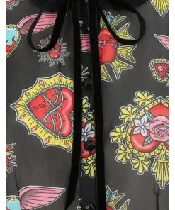 Hell Bunny Amias Sacred Heart 50's Blouse Black New In 10 Hell Bunny Amias Sacred Heart 50's Blouse Black New In